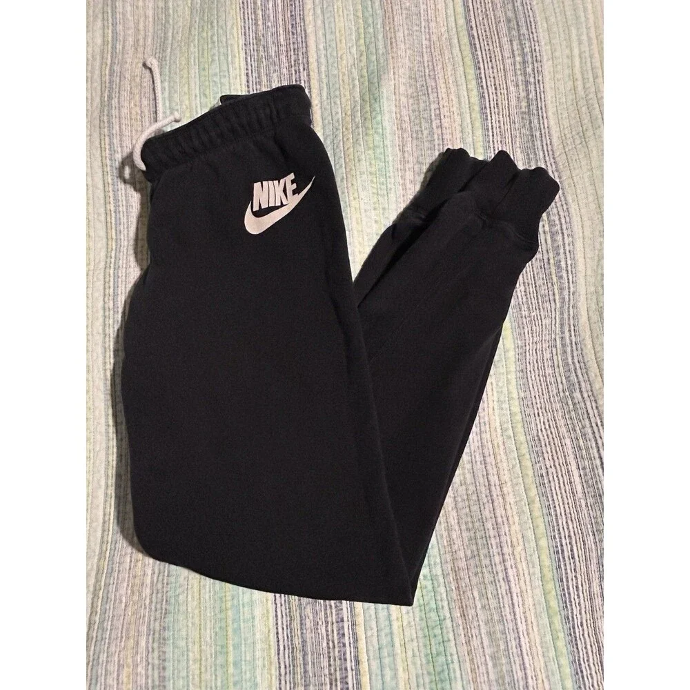 Just Do It Nike Women’s Black Sweatpants Drawstring Pockets Tapered Medium